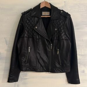 MICHAEL Michael Kors Genuine Leather Quilted Motto Jacket